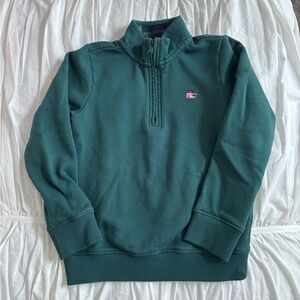 Vineyard Vines Kids Quarter-Zip Sweatshirt in Teal Green